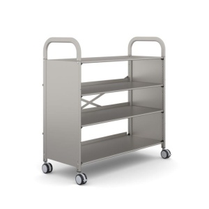 Callero Plus 4 shelf flat trolley, Silver